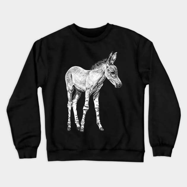 Somali wild ass foal illustration Crewneck Sweatshirt by lorendowding